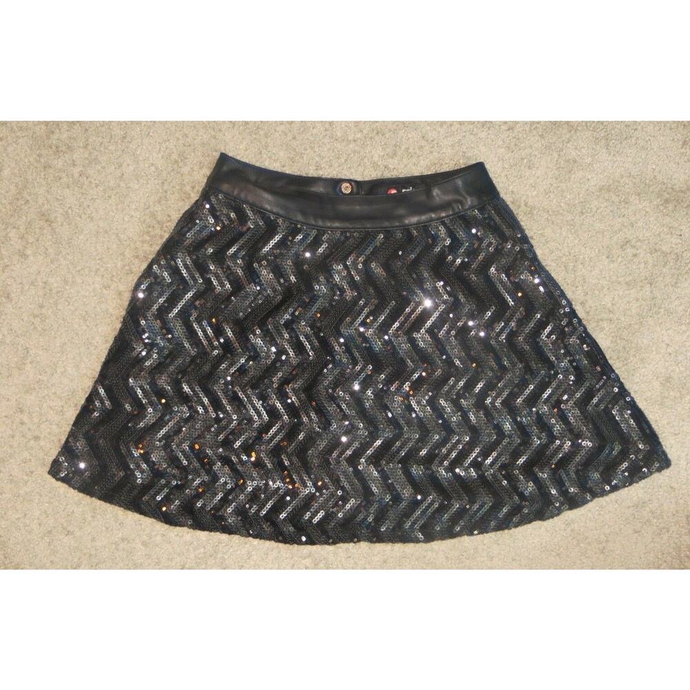 Scissor by Tractr Black Chevron Sequin Girls Skirt